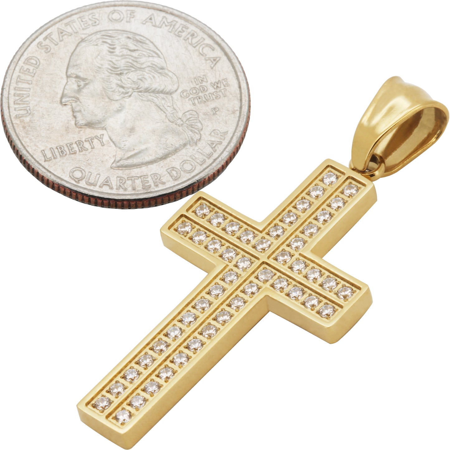 Double Row Accent Cross Pendant