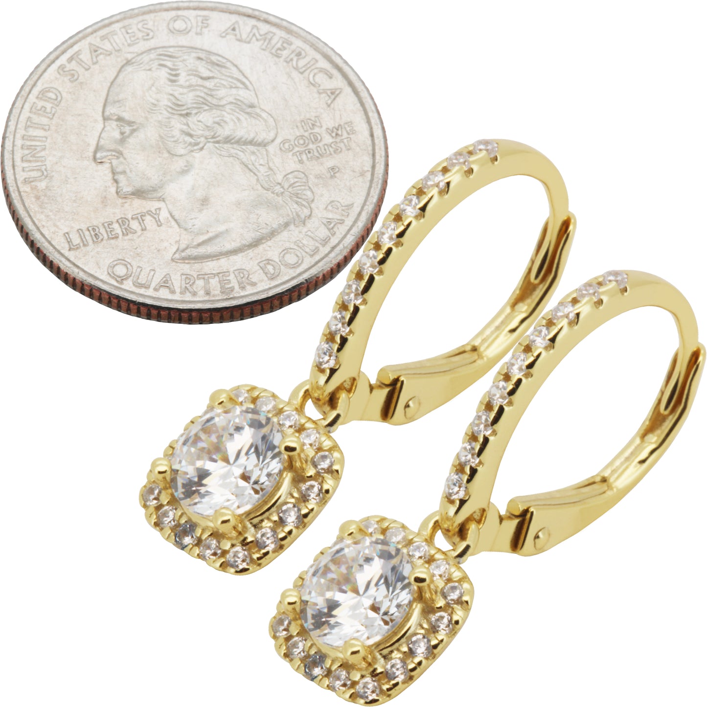 Cushion Halo Drop Pavé Hoops