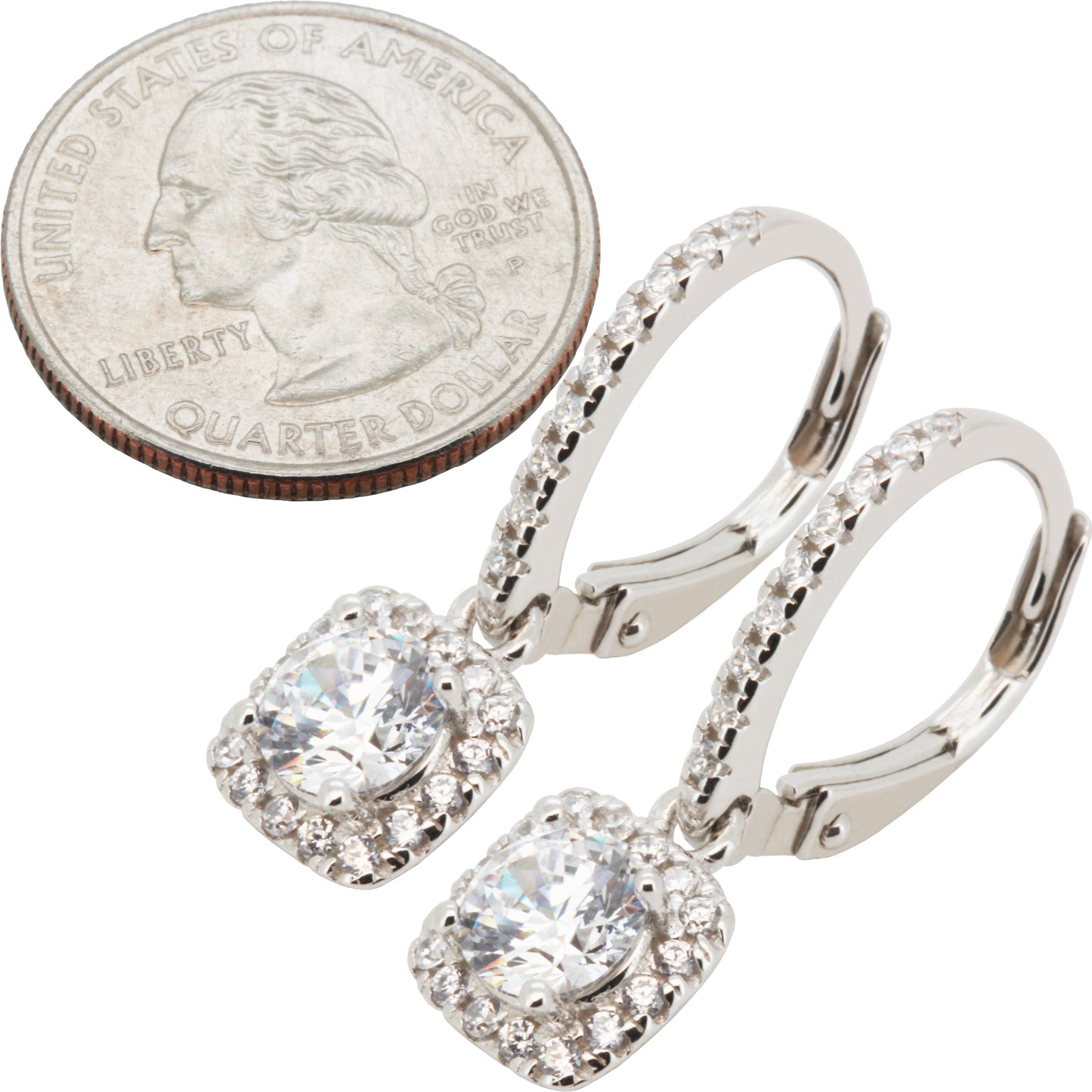 Cushion Halo Drop Pavé Hoops