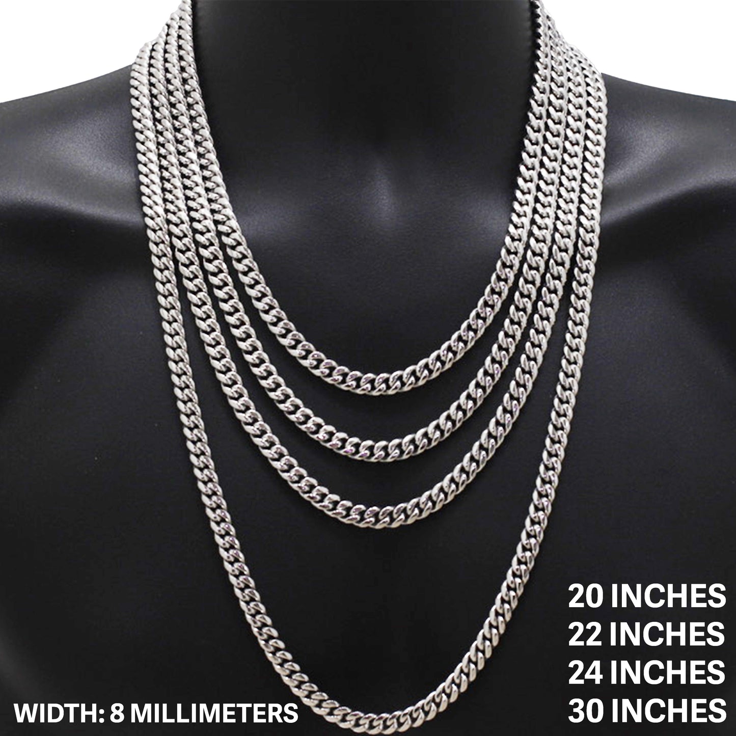 8mm Miami Cuban Link Chain 24"