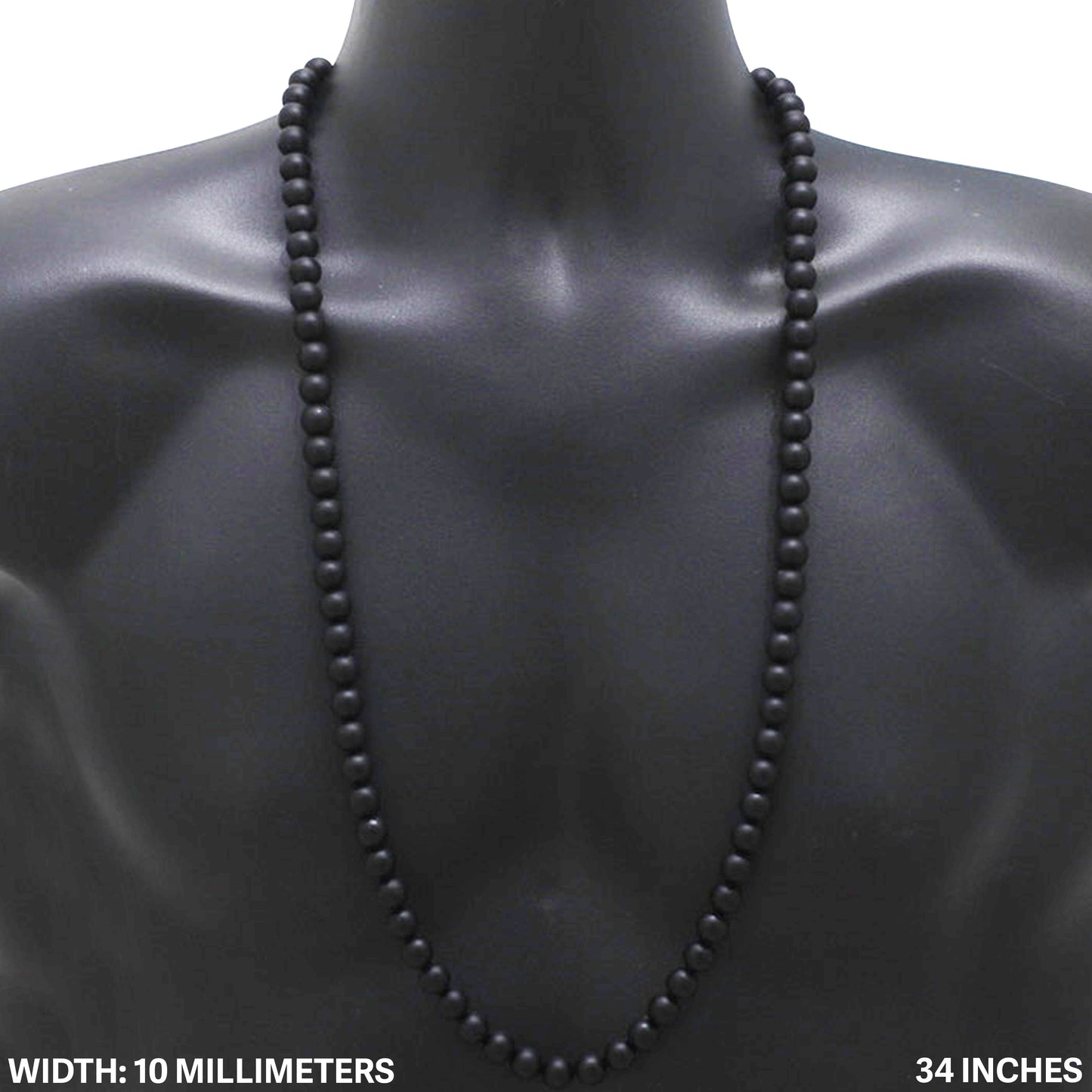 10mm Onyx Bead Necklace 34"