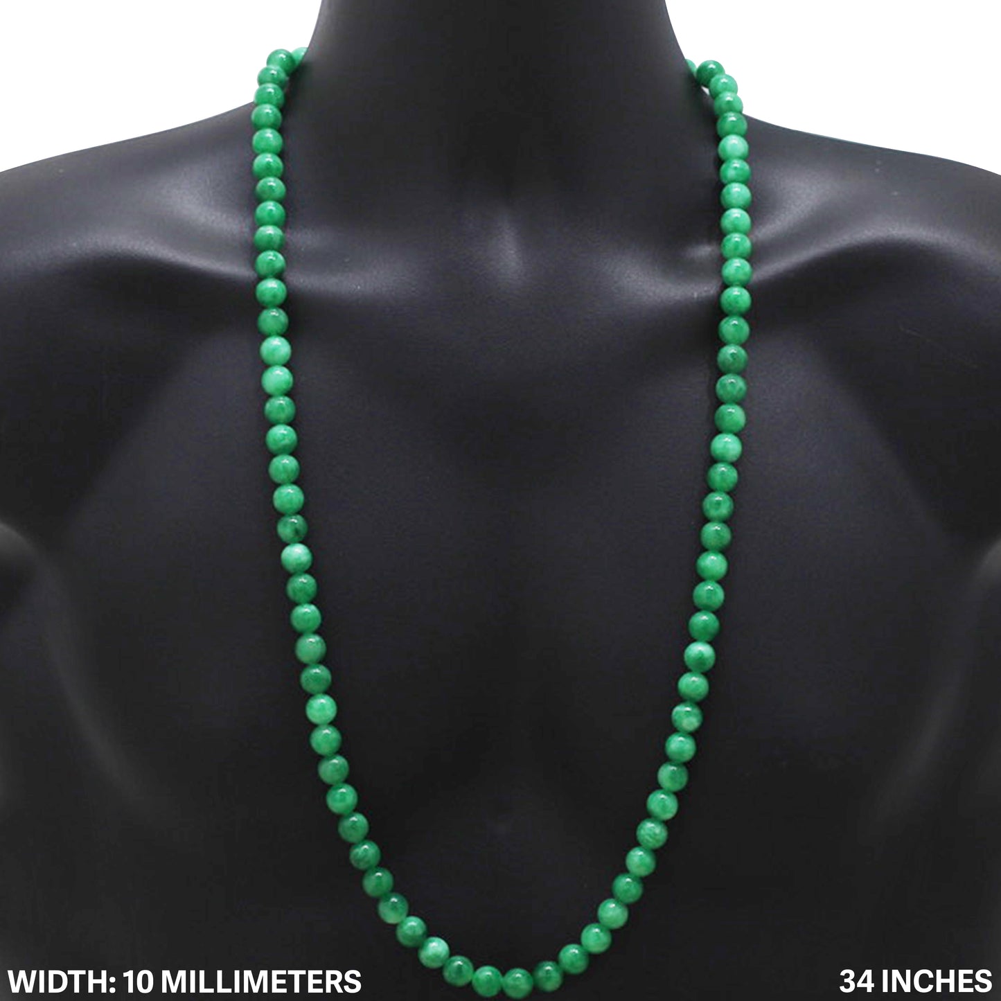 10mm Jade Bead Necklace 34"
