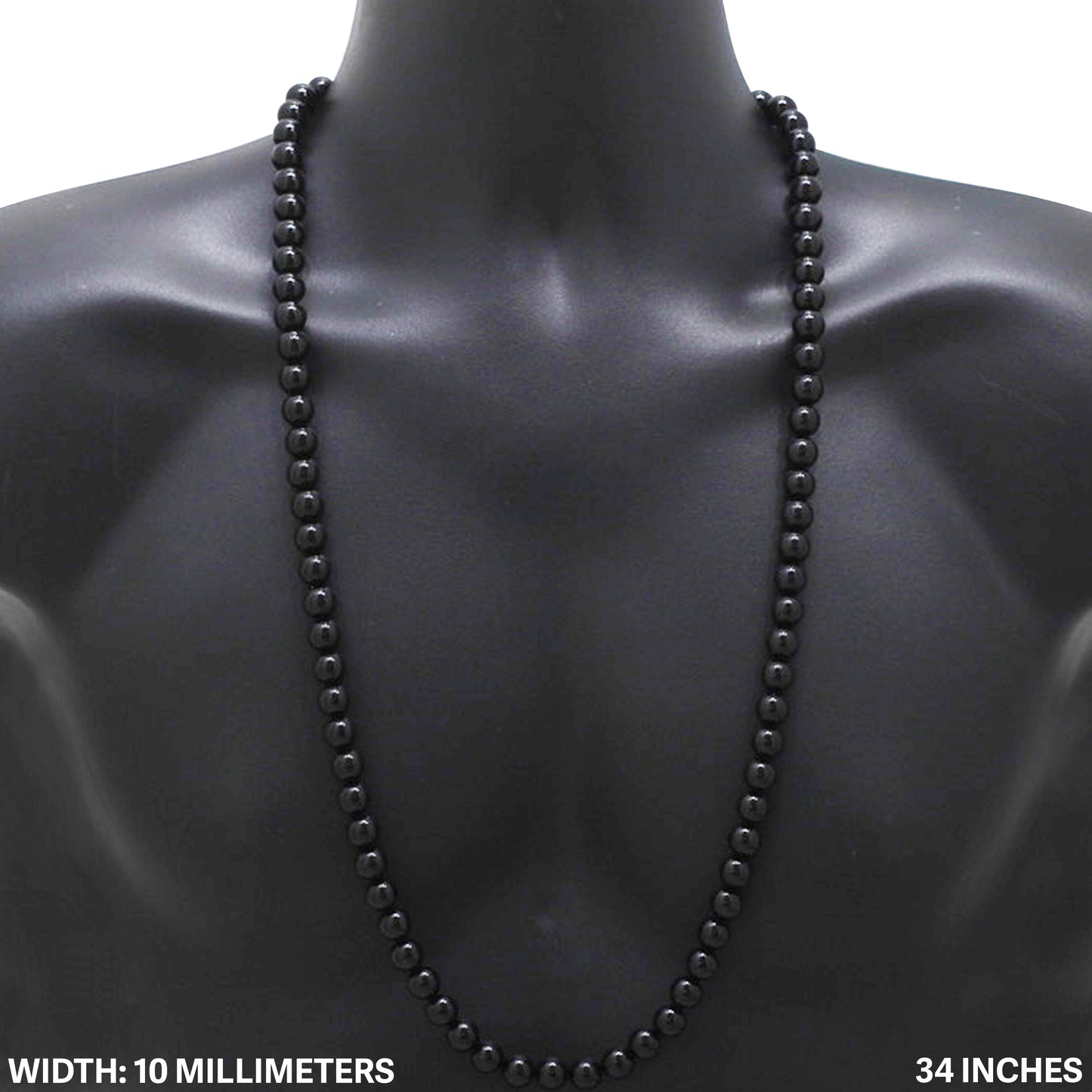 10mm Obsidian Bead Necklace 34"