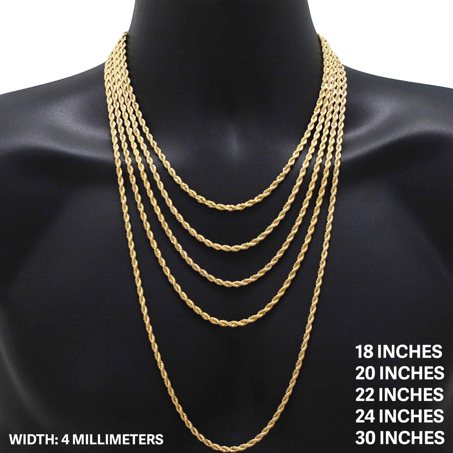 4mm Rope Chain 22"