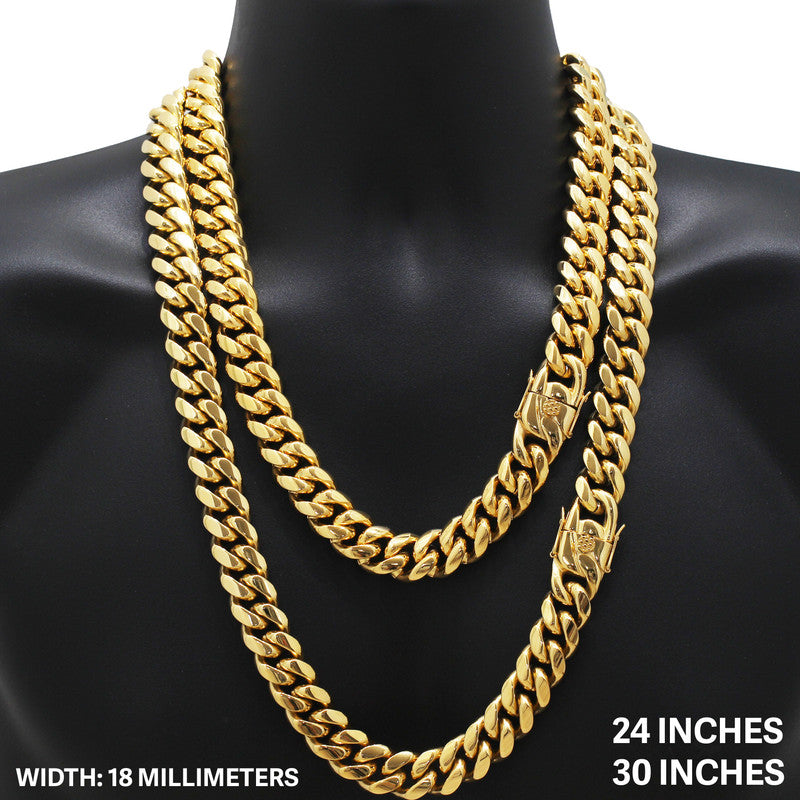 18mm Miami Cuban Link Chain 28"