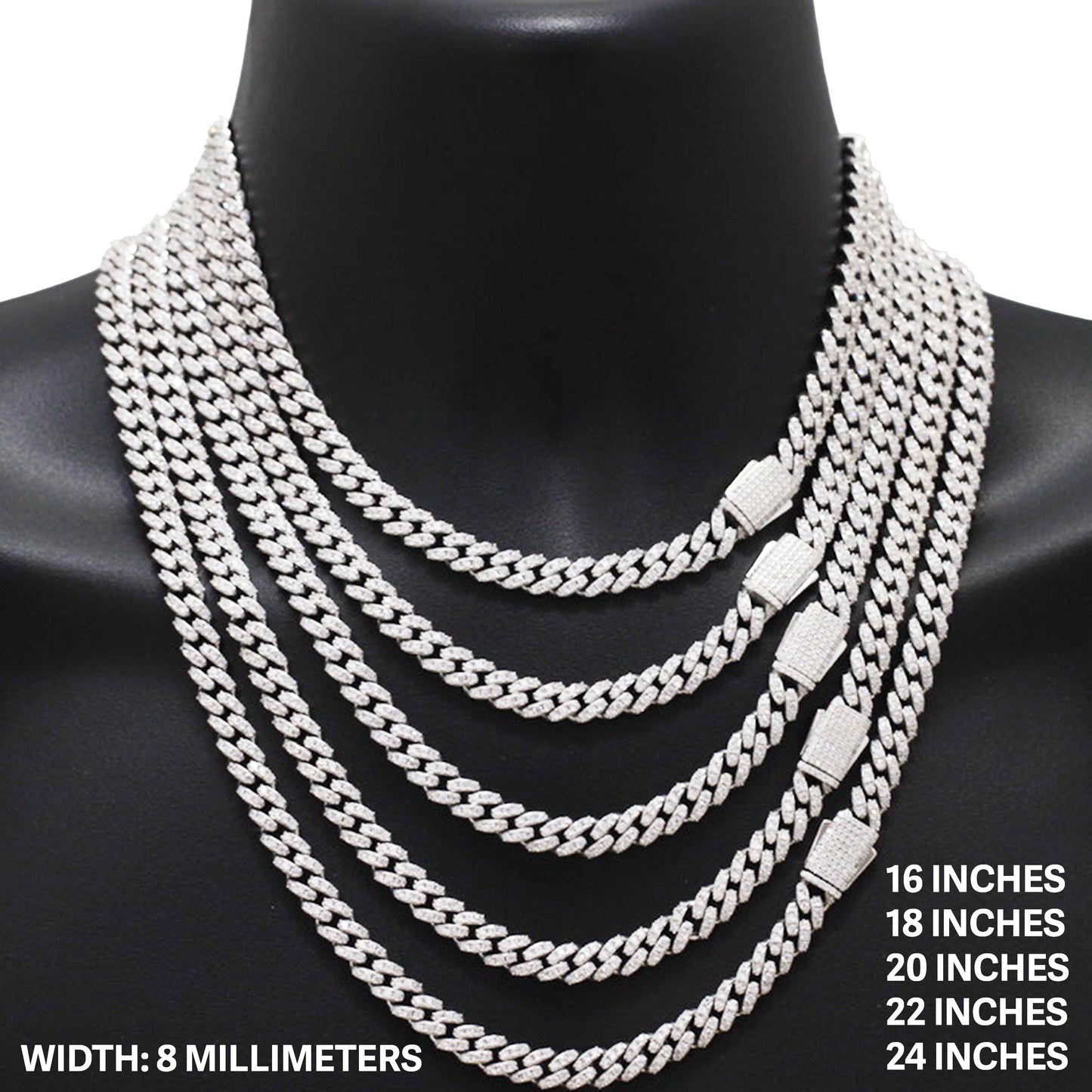 8mm Miami Cuban Link Chain 16"