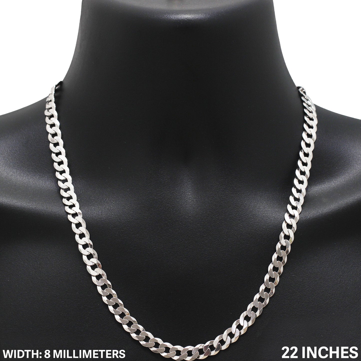 8mm Curb Cuban Link Chain 22"