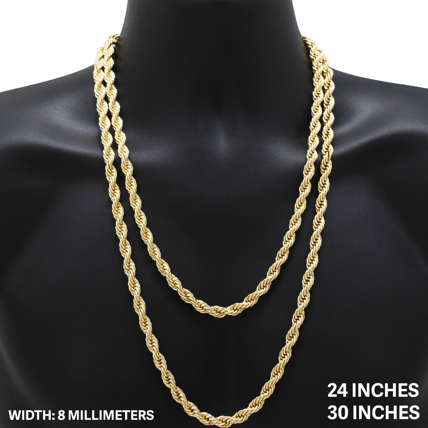 8mm Rope Chain 30"