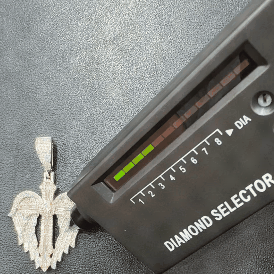 Moissanite Angel Wing Cross Pendant