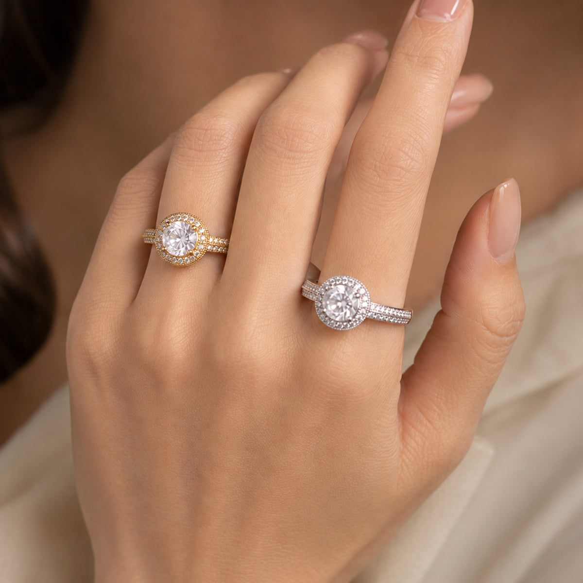 Circle Halo Eternity Engagement Ring Size 9
