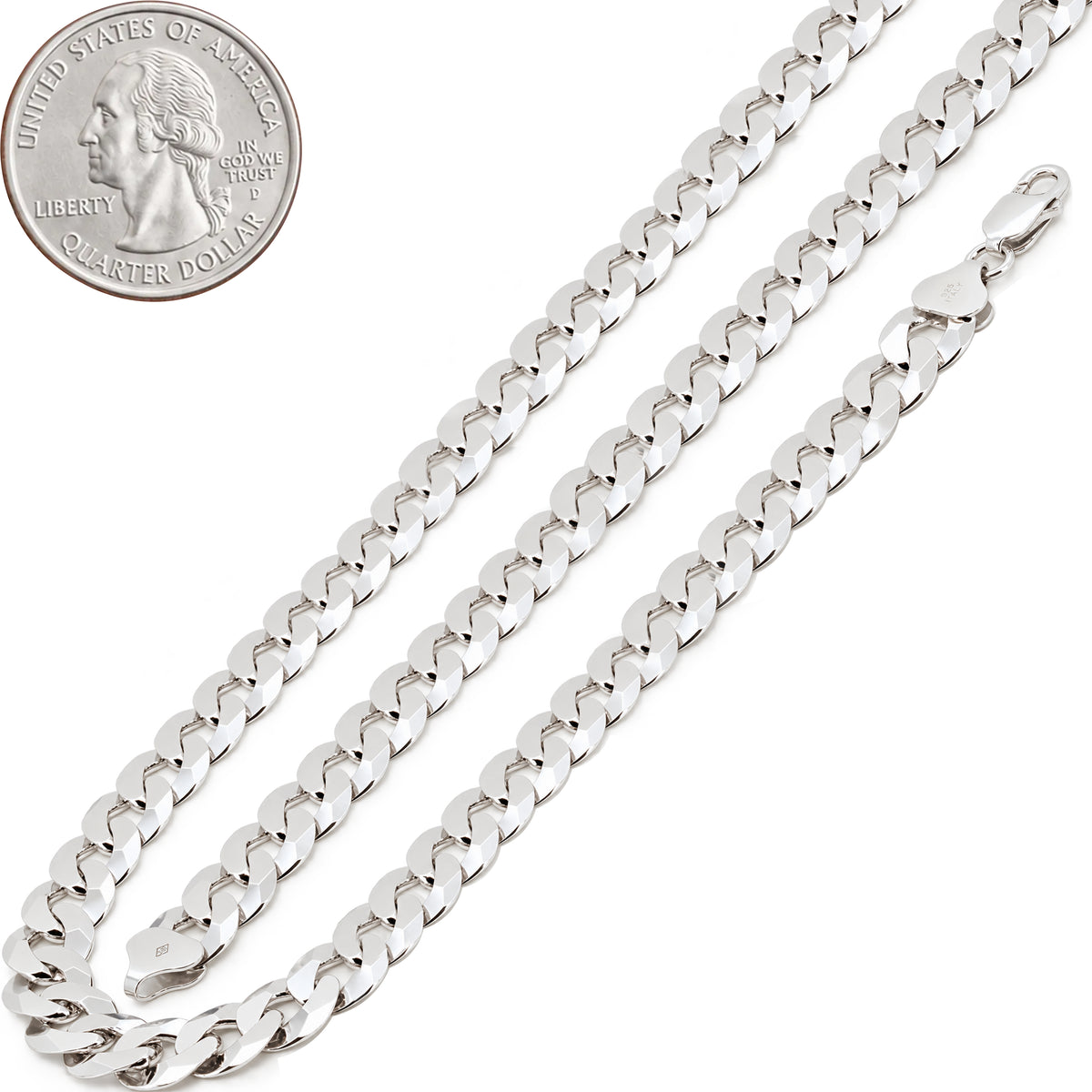 6.5mm Diamond Cut Curb Cuban Link Chain 22"
