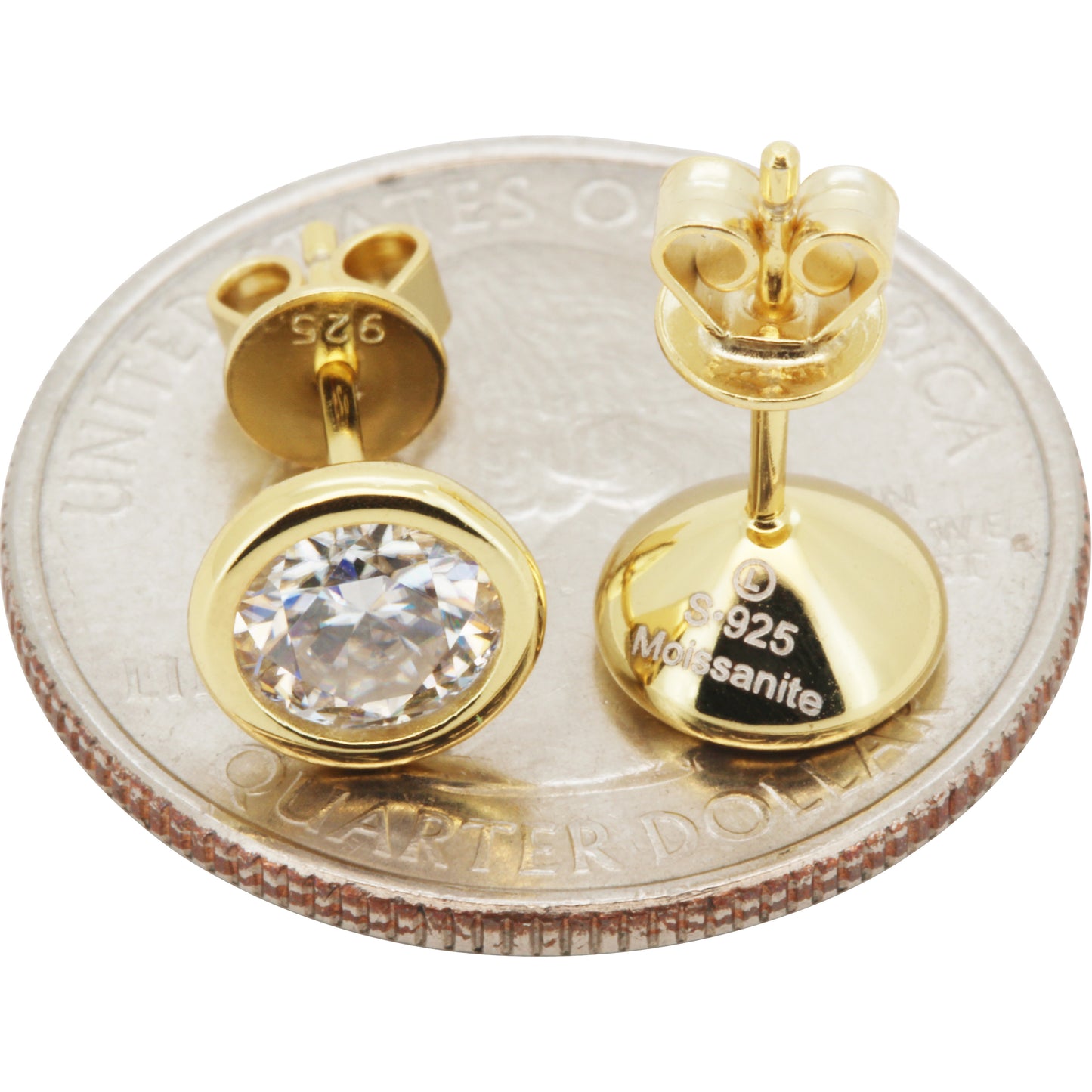 6mm 1.6ctw Moissanite Bezel Set Solitaire Studs