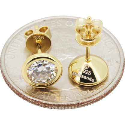 6mm 1.6ctw Moissanite Bezel Set Solitaire Studs
