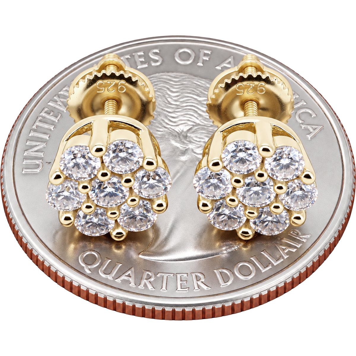 Moissanite 8mm Honeycomb Cluster Studs
