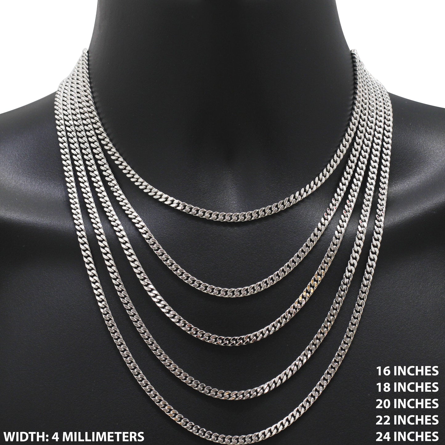 4mm Square Cut Cuban Link Chain 20"