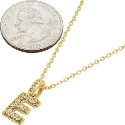 Bubble Initial Letter E Pendant Necklace 18"+2"