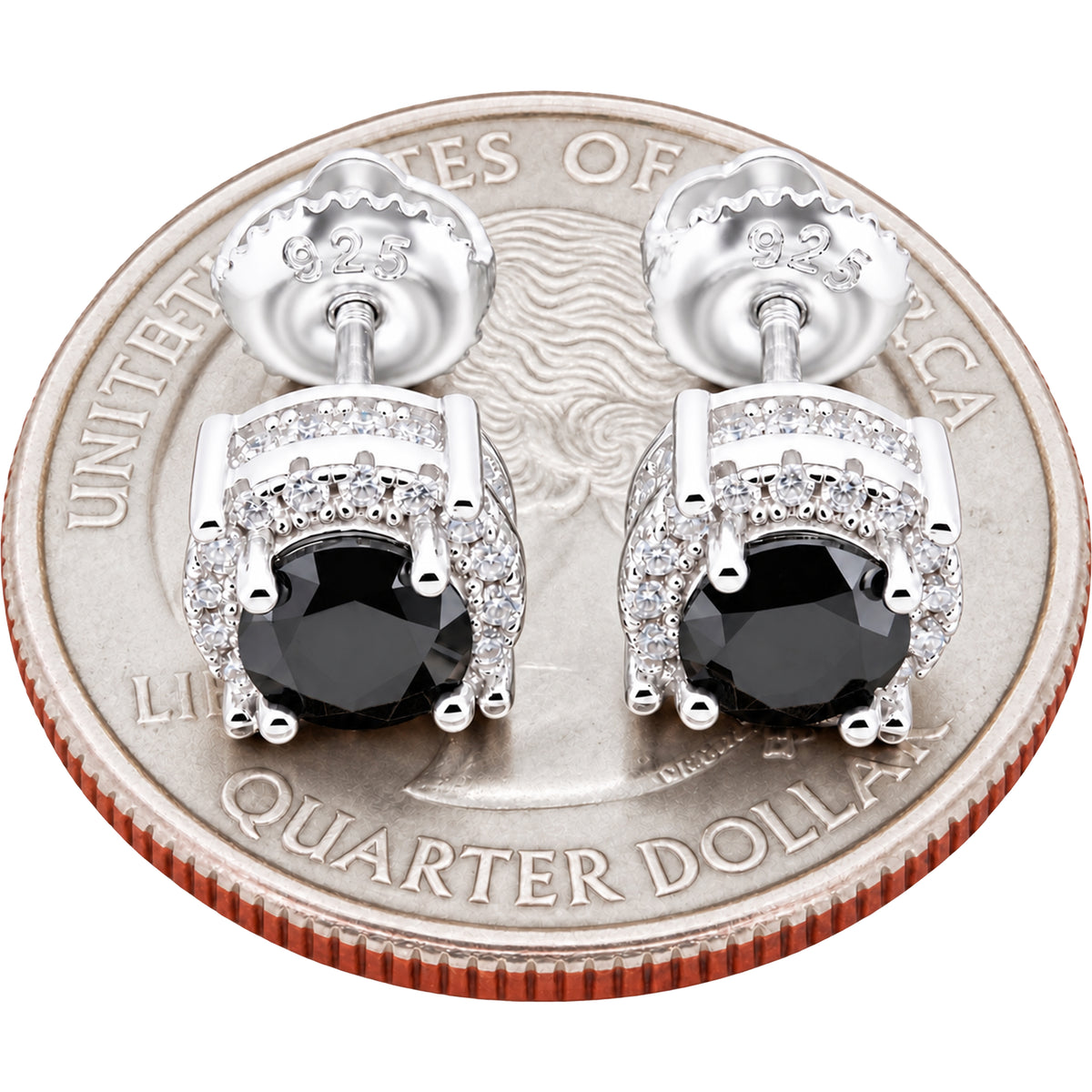 7.5mm Moissanite Black Circle Halo Studs