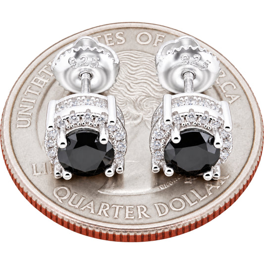 7.5mm Moissanite Black Circle Halo Studs