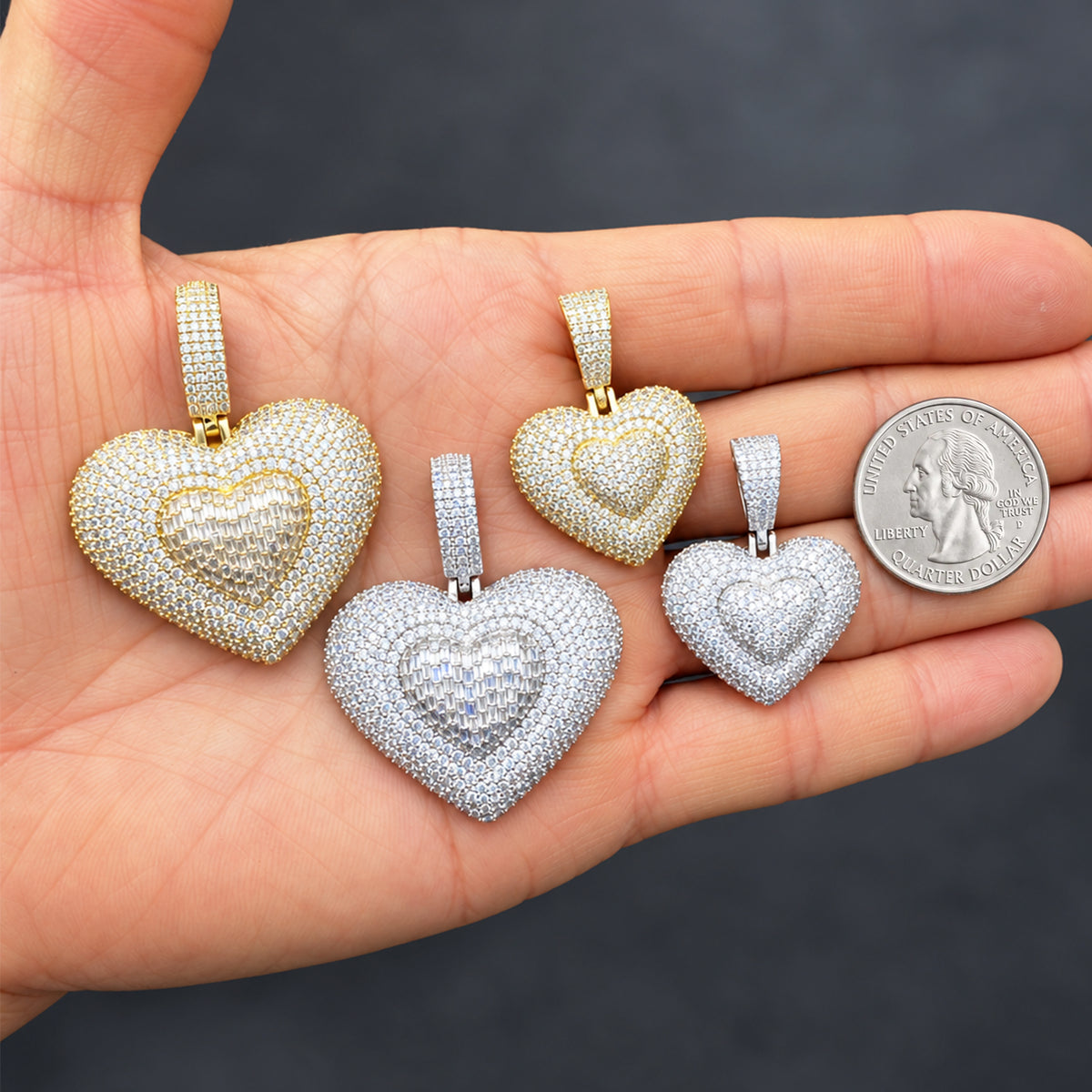 Layered Puffed Heart Pendant S