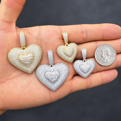 Layered Puffed Heart Pendant S