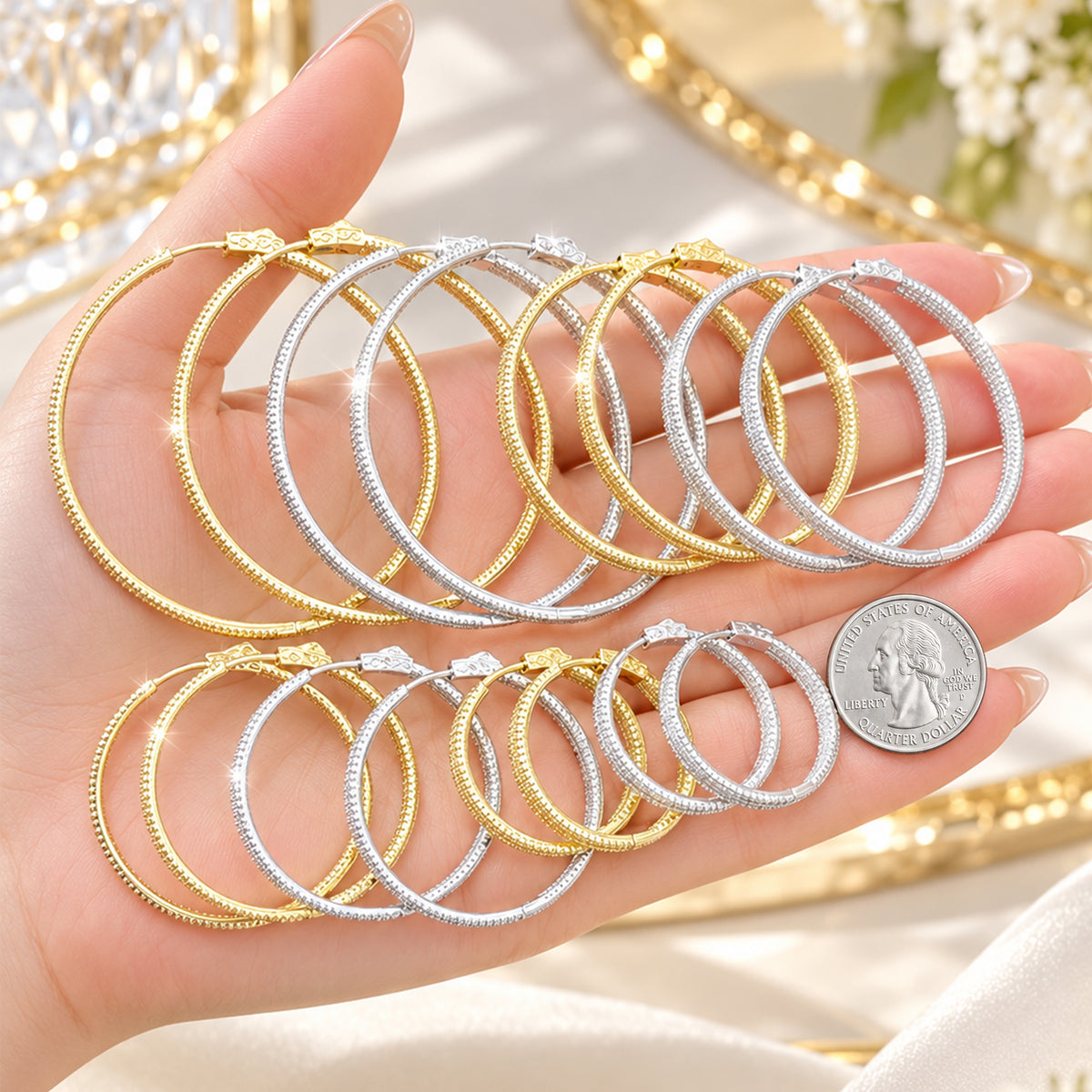 4x40mm Pavé Baguette Hoops