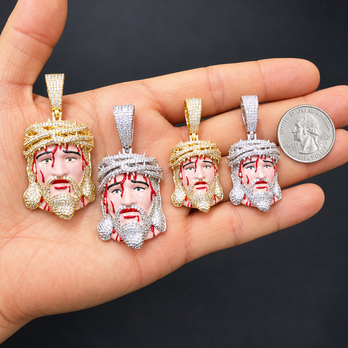 Enamel Bleeding Jesus Piece Pendant L