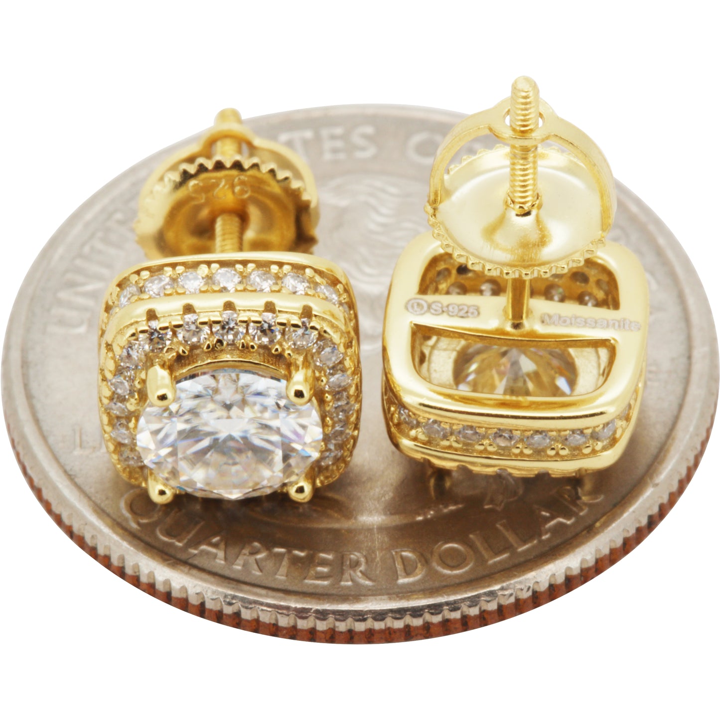 2.07ctw Moissanite 9mm Halo Square Studs