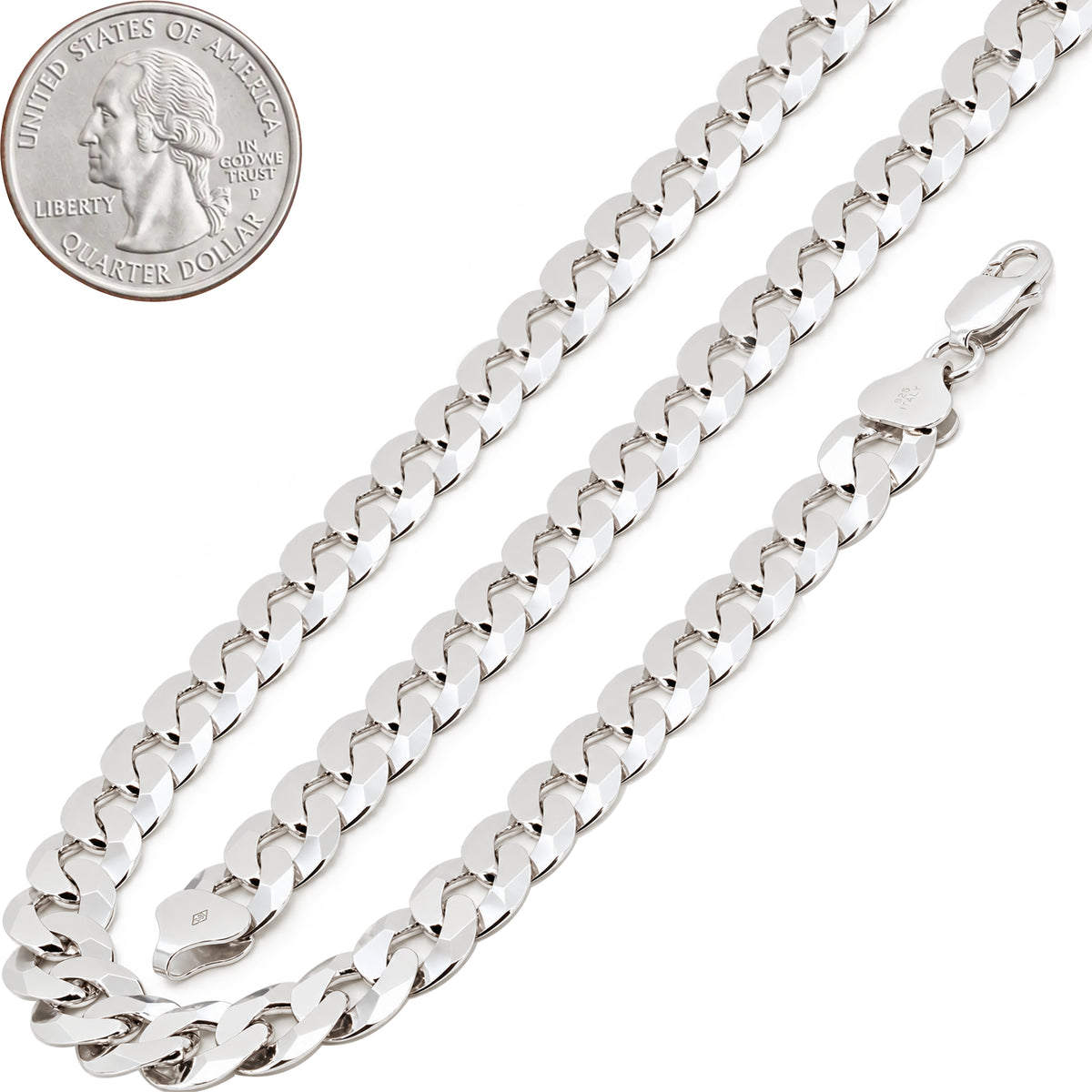 8mm Diamond Cut Curb Cuban Link Chain 22"