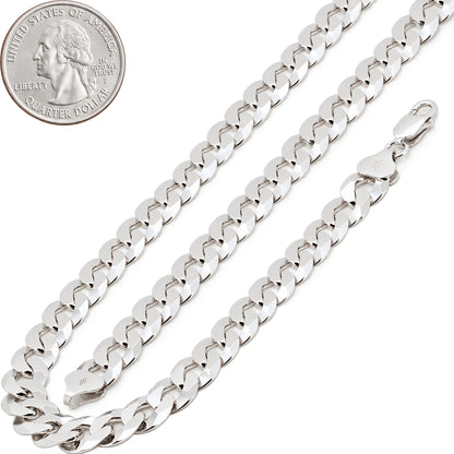 8mm Diamond Cut Curb Cuban Link Chain 22"