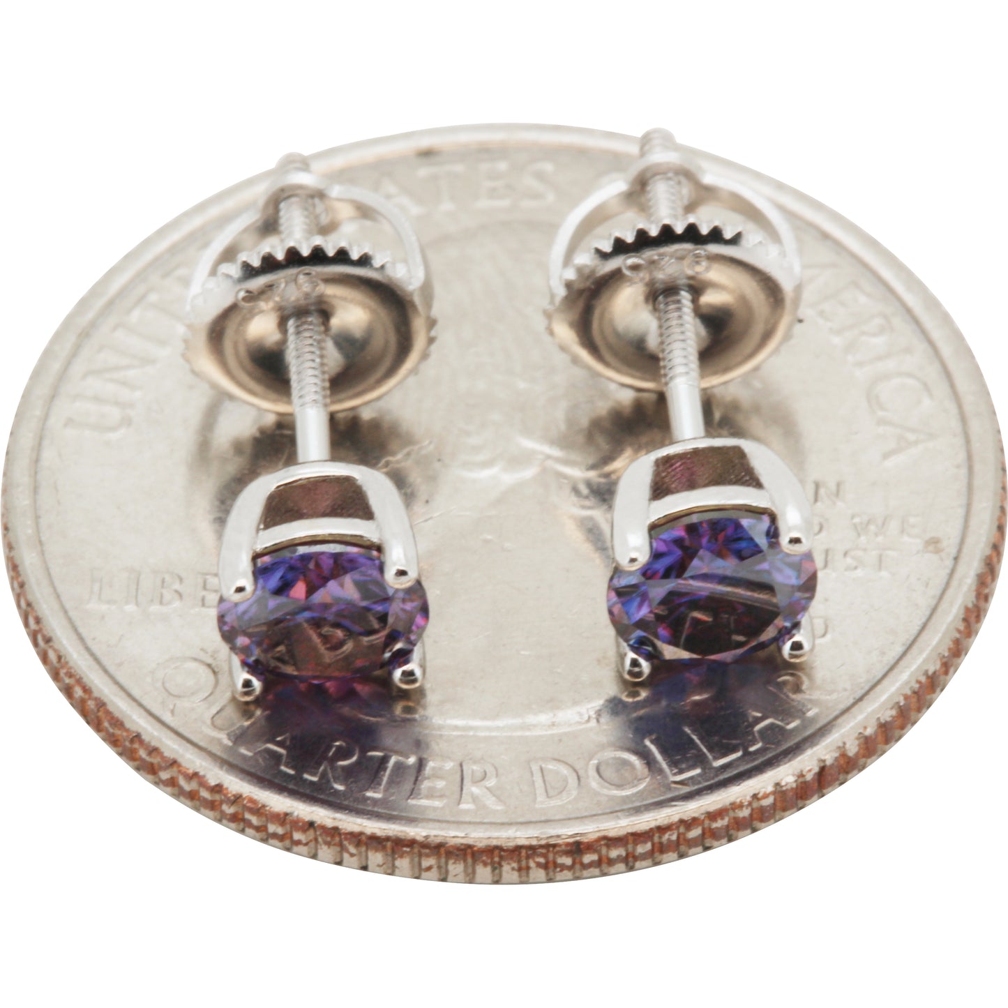 5mm 1ctw Moissanite Amethyst Solitaire Studs