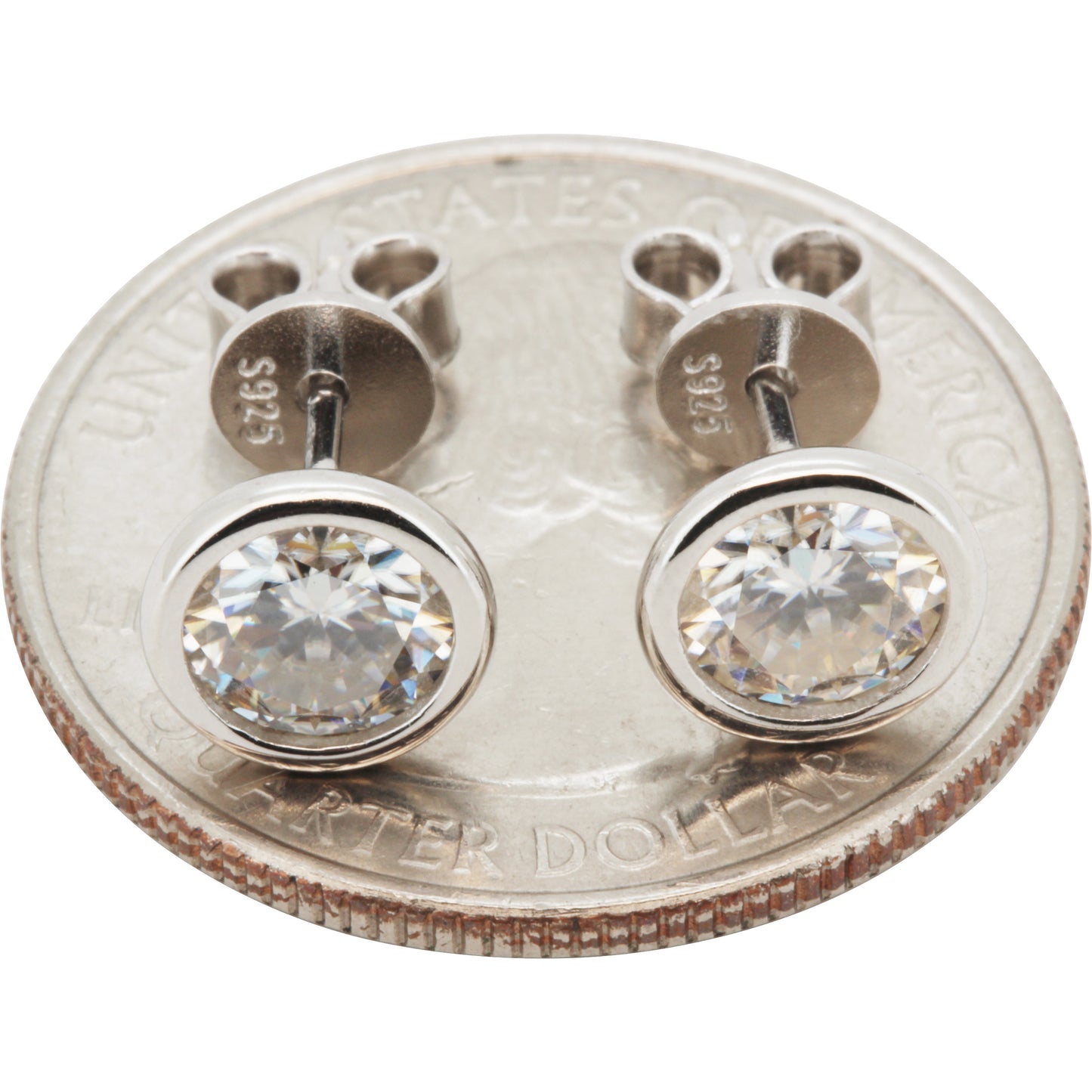 6mm 1.6ctw Moissanite Bezel Set Solitaire Studs