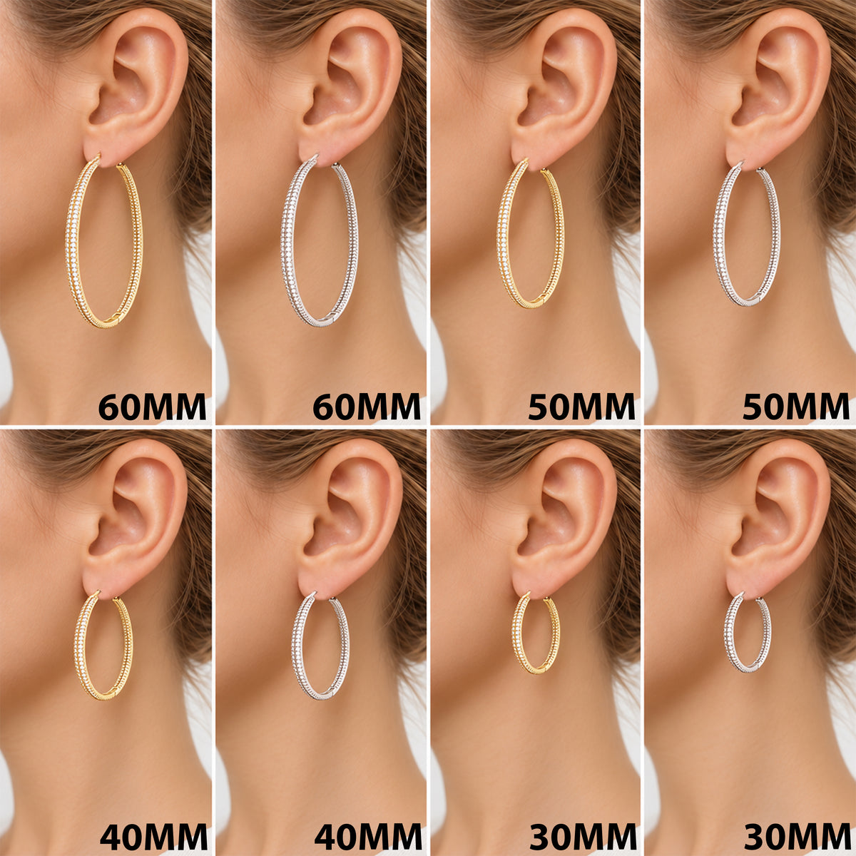 4x30mm Pavé Baguette Hoops