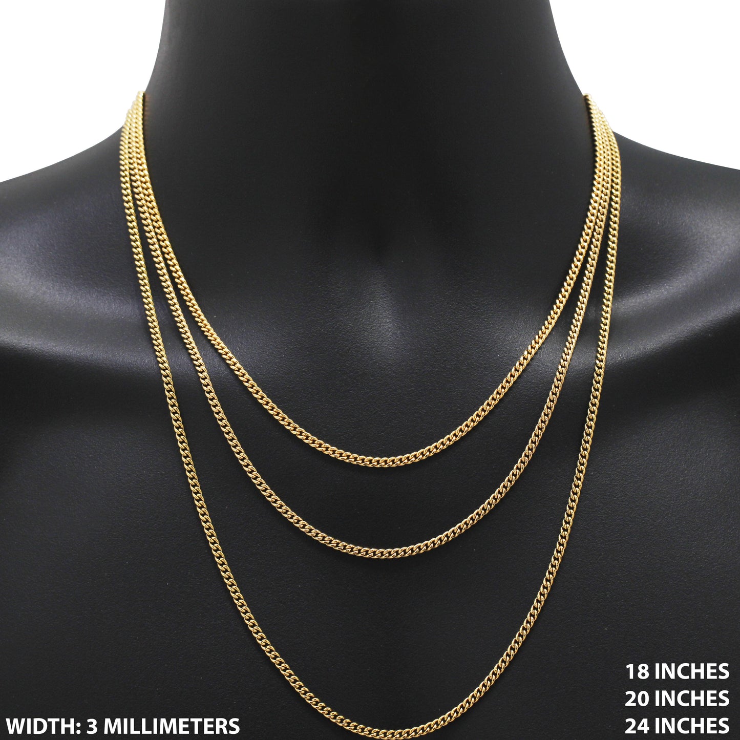 3mm Miami Cuban Link Chain 24"