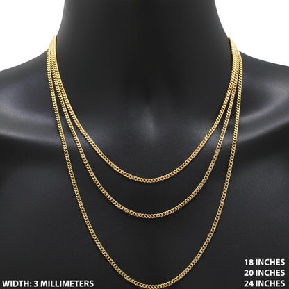 3mm Miami Cuban Link Chain 18"