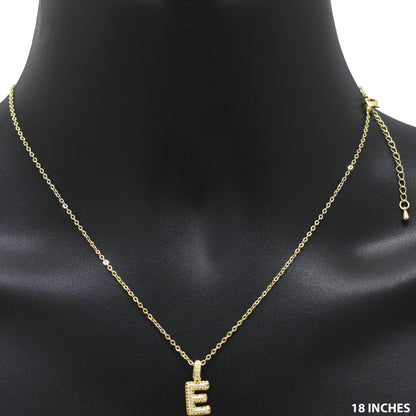 Bubble Initial Letter E Pendant Necklace 18"+2"