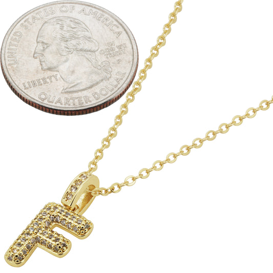 Bubble Initial Letter F Pendant Necklace 18"+2"