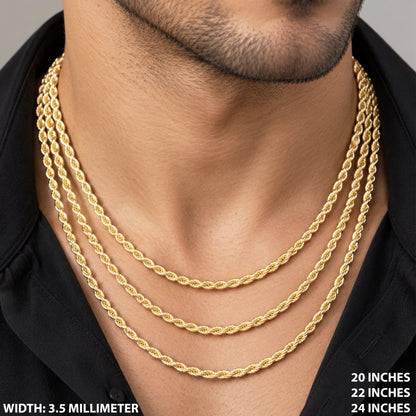 3.5mm Diamond Cut Rope Chain 20"