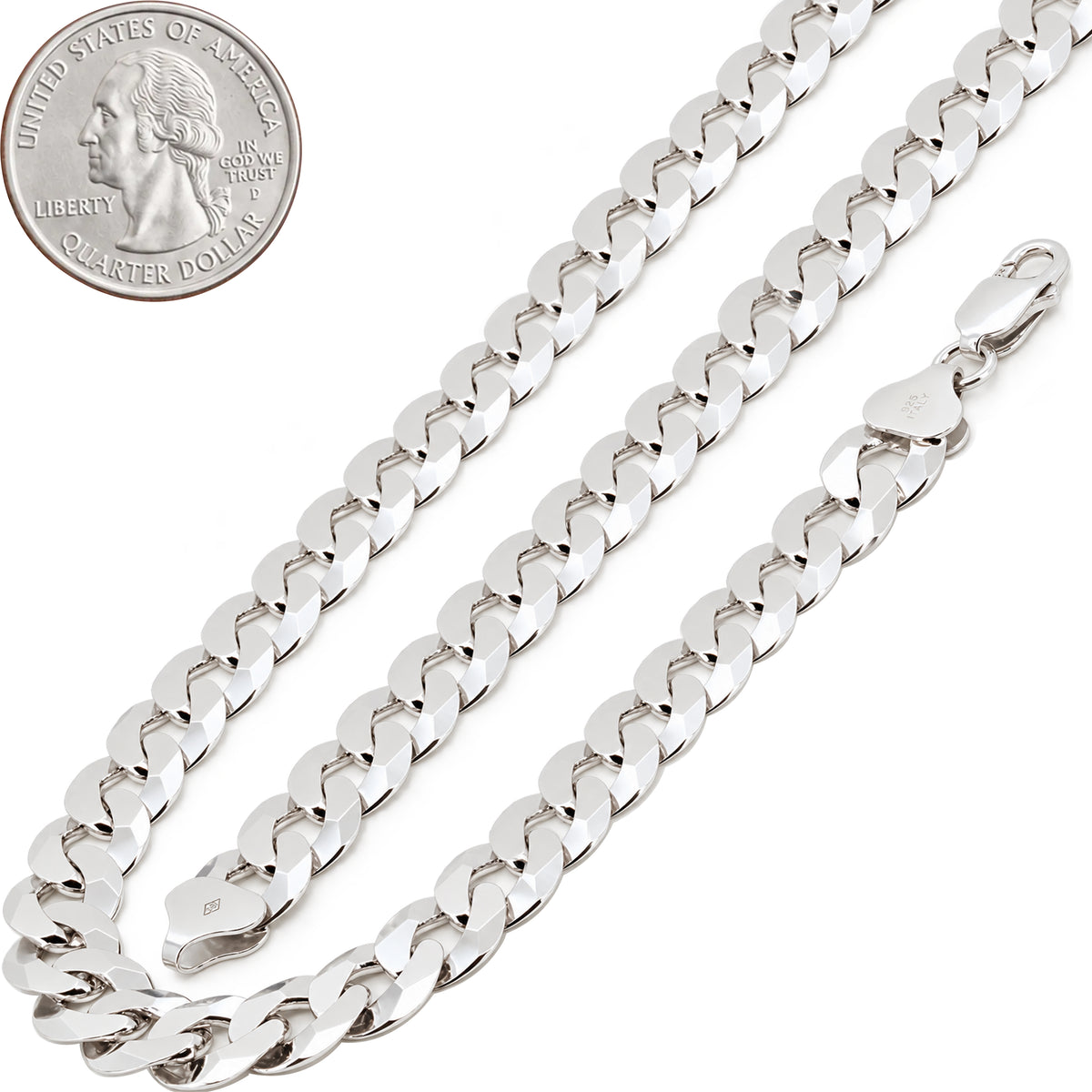 8.5mm Diamond Cut Curb Cuban Link Chain 22"