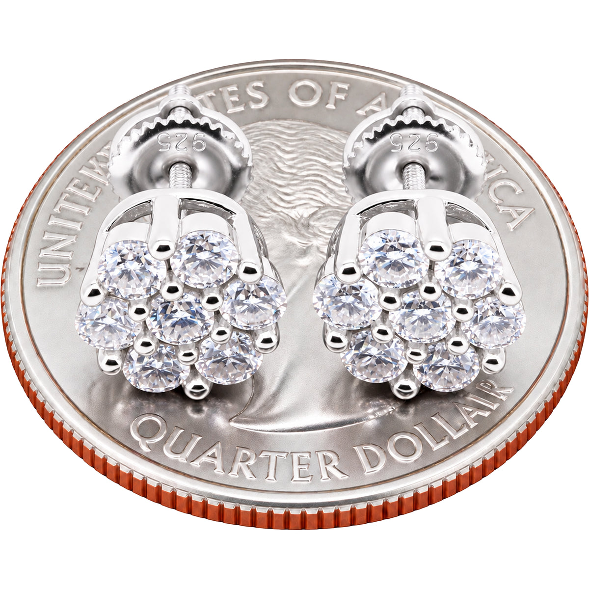 Moissanite 8mm Honeycomb Cluster Studs
