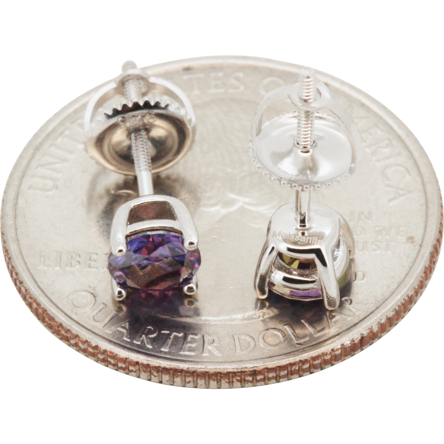 5mm 1ctw Moissanite Amethyst Solitaire Studs