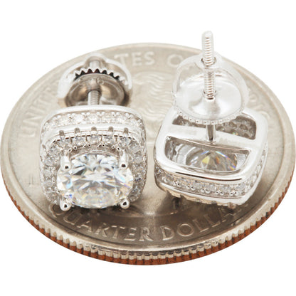 2.07ctw Moissanite 9mm Halo Square Studs