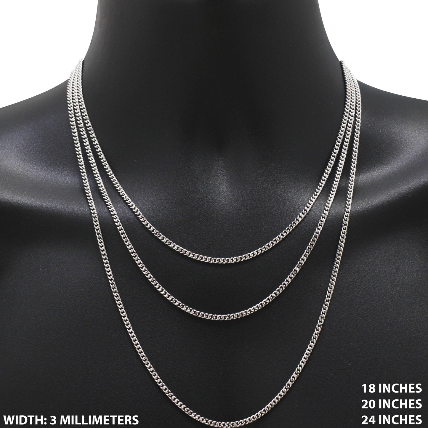 3mm Miami Cuban Link Chain 18"