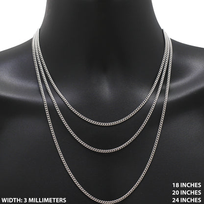3mm Miami Cuban Link Chain 18"