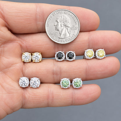 7.5mm Moissanite Circle Halo Studs
