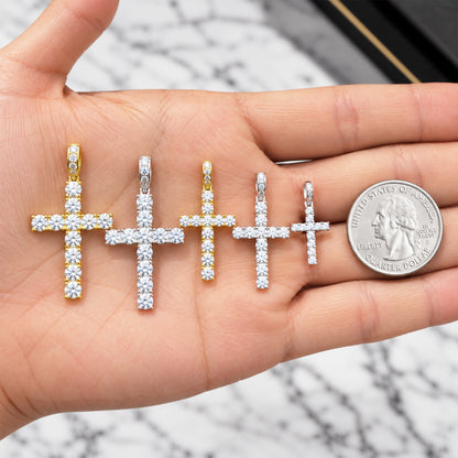 Moissanite 2mm Tennis Cross Pendant