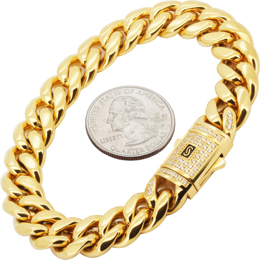12mm Monaco Miami Cuban Link Bracelet 8"