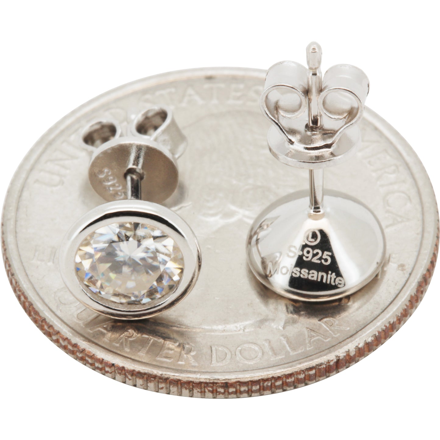6mm 1.6ctw Moissanite Bezel Set Solitaire Studs