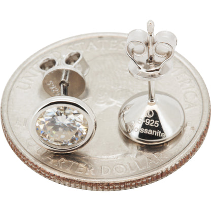 6mm 1.6ctw Moissanite Bezel Set Solitaire Studs