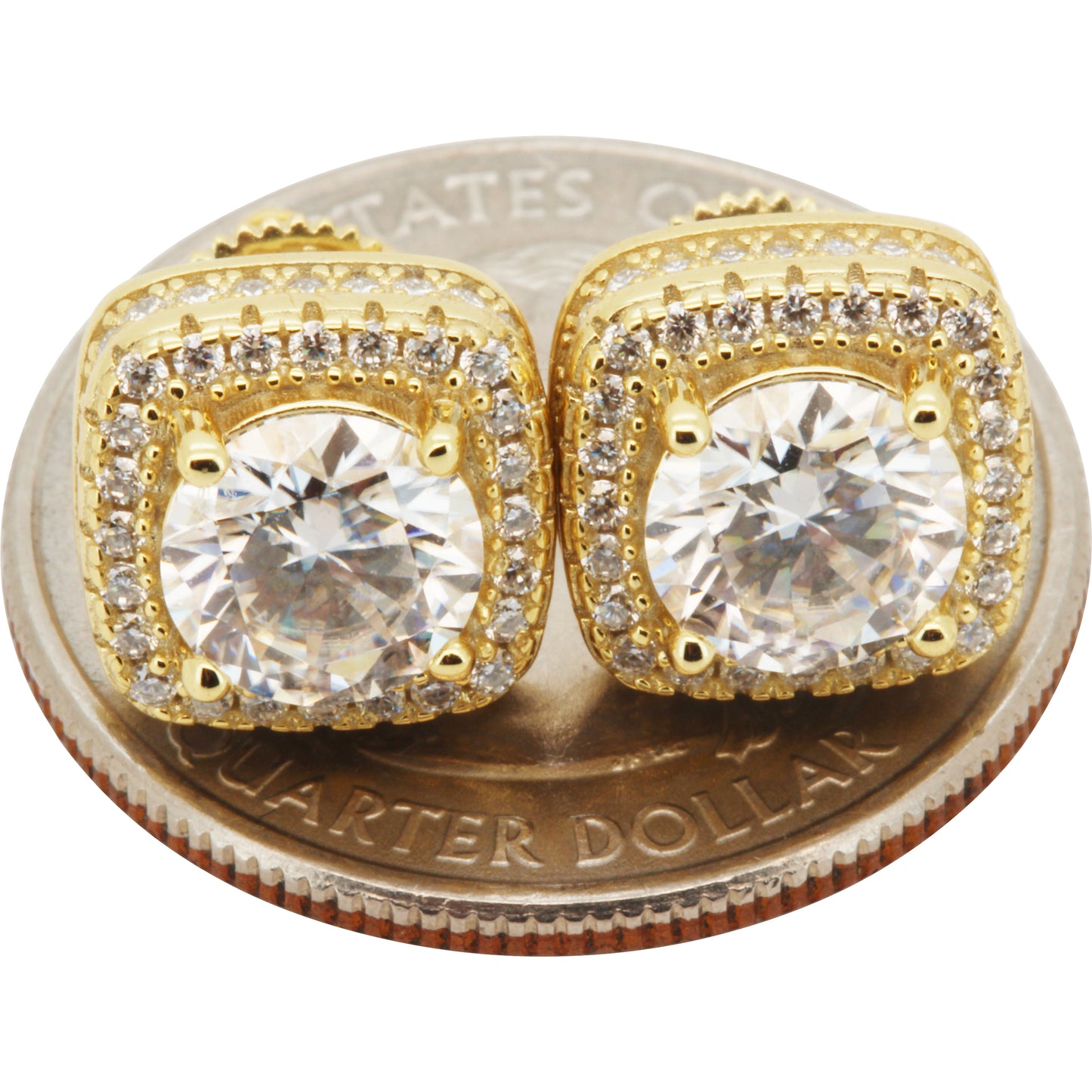 2.96ctw Moissanite 10mm Halo Square Studs