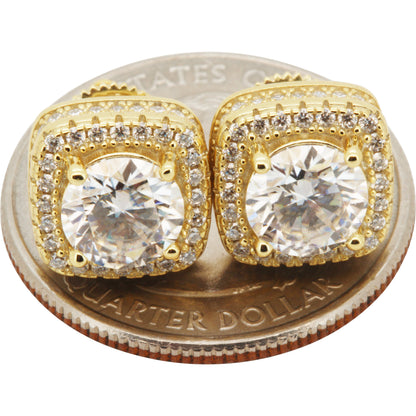 2.96ctw Moissanite 10mm Halo Square Studs